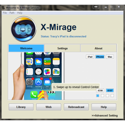 X-Mirage Welcome Screen