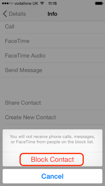 iPhone - Block Confirmation