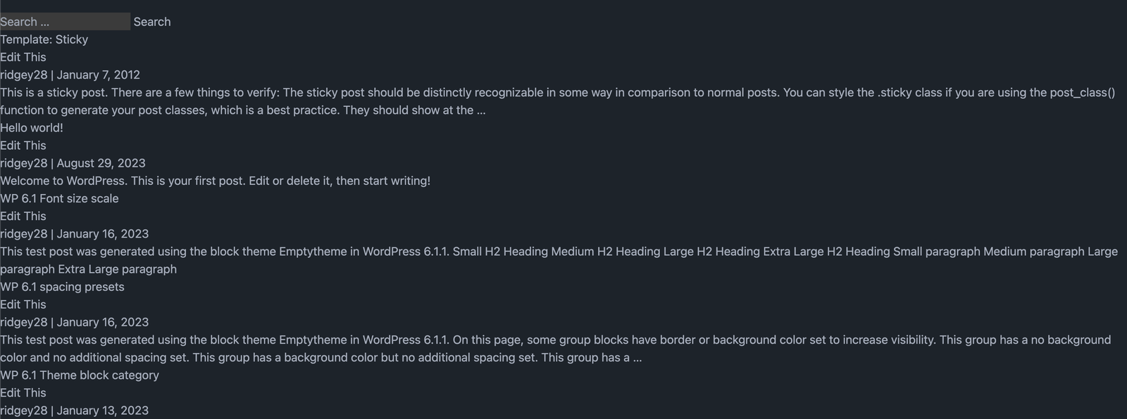 The layout before changes