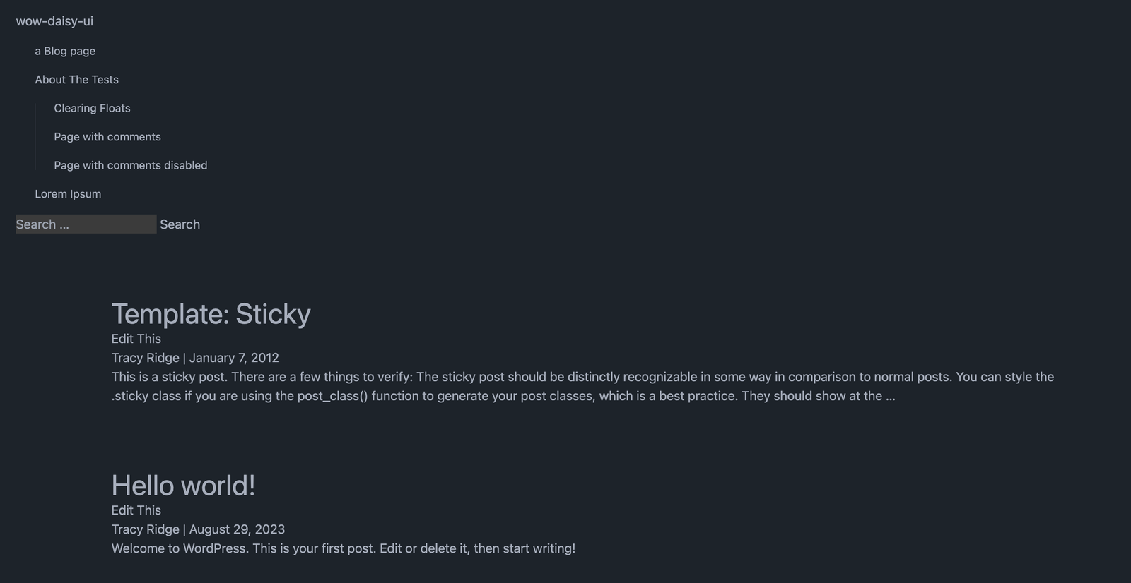 The navigation before the changes