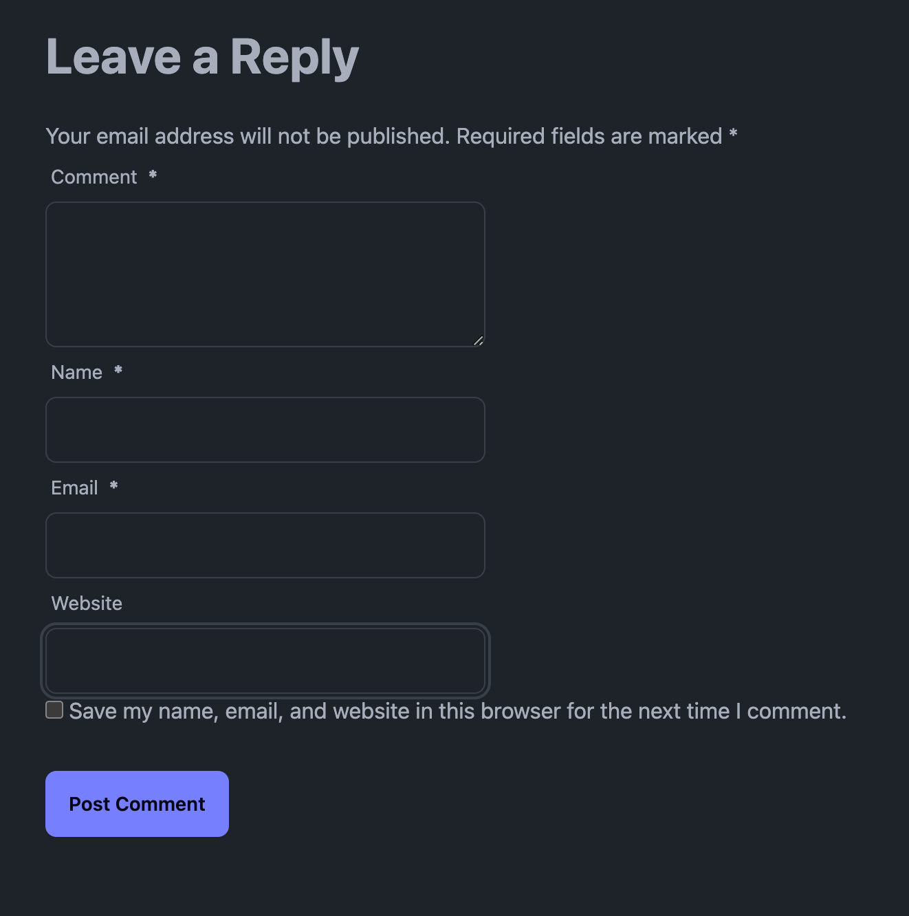 Comment form