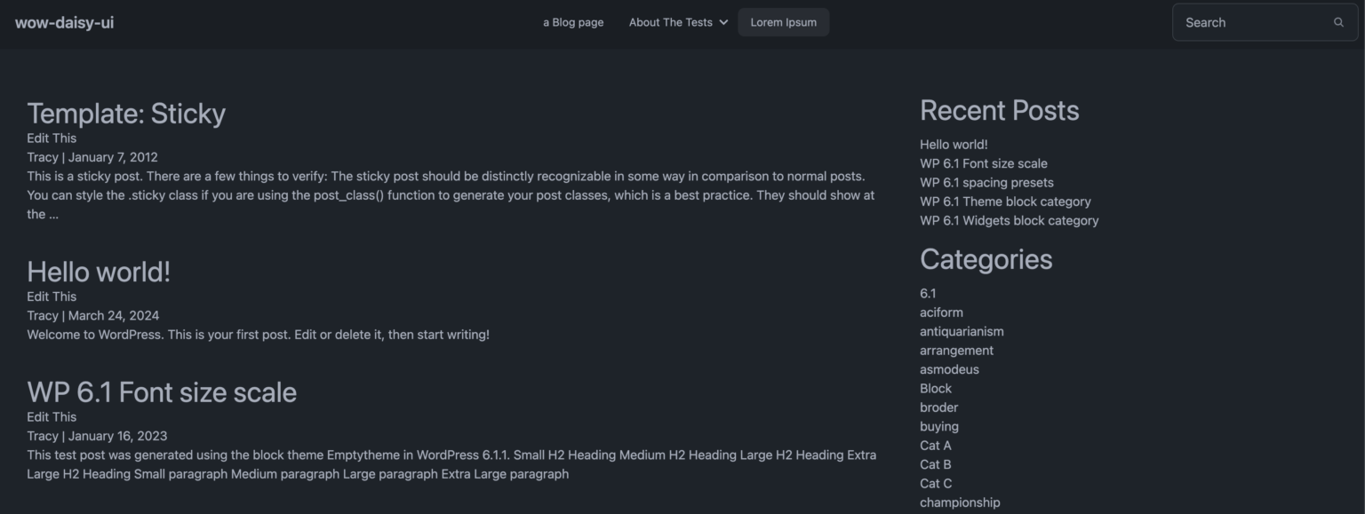 a screenshot of the current Daisy UI WordPress Theme - Part 4